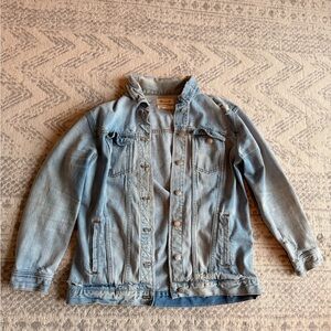 Madewell Light Wash Distressed Oversized Jean Jacket